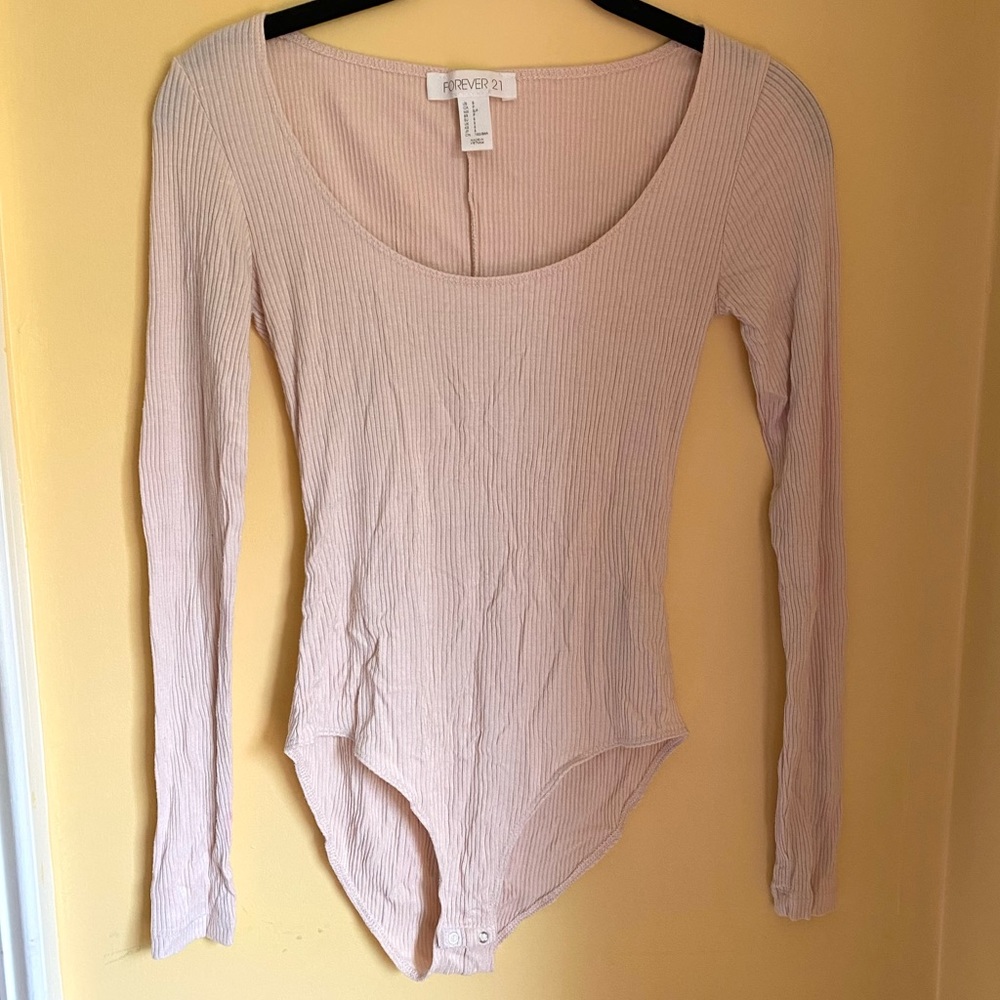 XX1 Ribbed Long Sleeved Bodysuit w/ Scooped Neck
